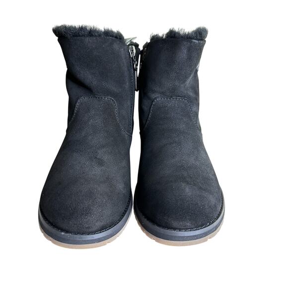 EMU Australia Beach Mini Leather Merino Wool Lining Boots Black Women's 5 NWB - Picture 4 of 14
